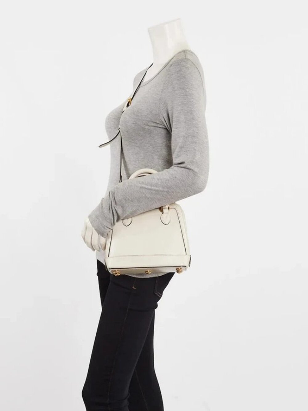 Gucci White Smooth Leather 1955 Horsebit Mini Bag - Picture 1 of 12